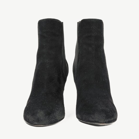 Yves Saint Laurent Nero Suede Chelsea Wedge Booties - Picture 2 of 9